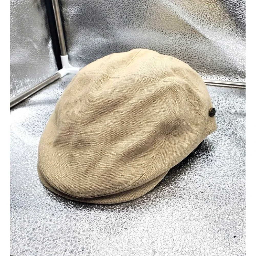 Epoch Hats Co Newsboy Flat Cap Mens S/M Beige Cotton Lined Driving Ivy‎ NWT